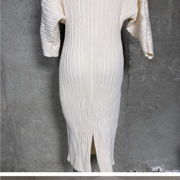 MAEVE ANTHROPOLOGIE Maris Midie White Sweater Long Sleeve Ribbed Bodycon Dress - Picture 5 of 7